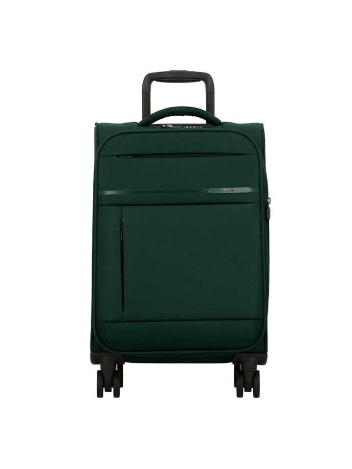 Monthélys 4 Rollen Kabinentrolley 55 cm mit Dehnfalte dark green