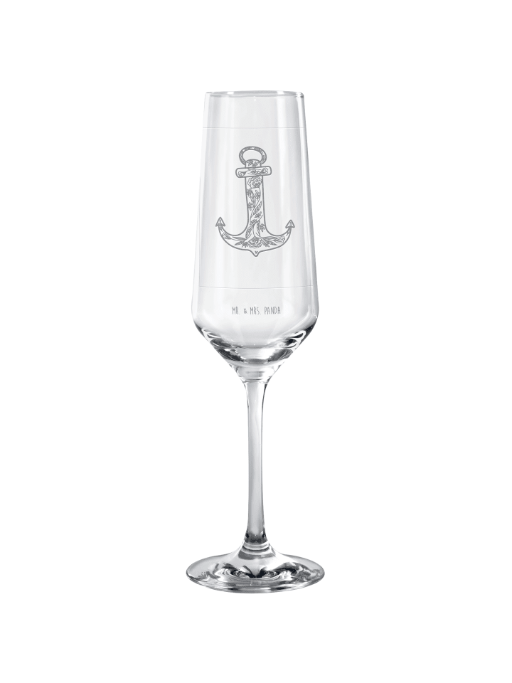 Champagnerglas Anker Blau ohne Spruch in Transparent
