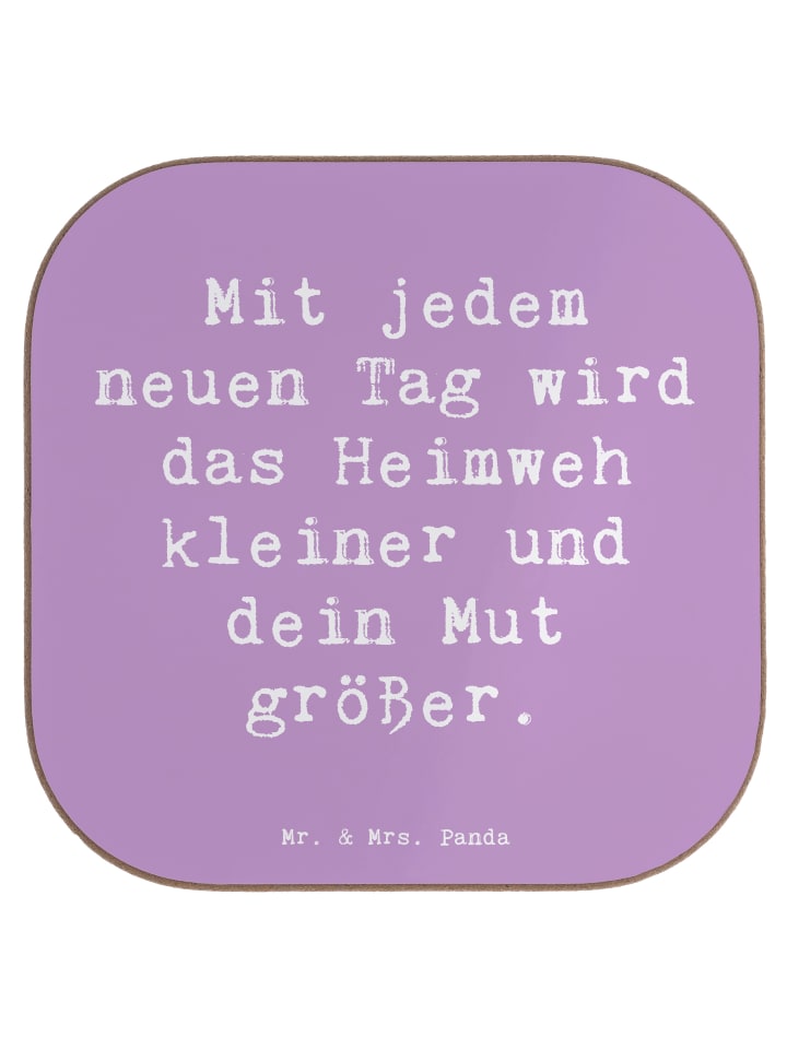 Glas-Untersetzer Spruch Heimweh überwinden Mut ... in Lavendeltraum
