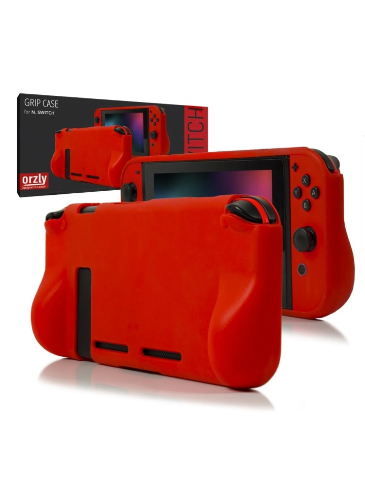Orzly Schutzhülle aus stoßfestem TPU kompatibel mit Nintendo in Rot