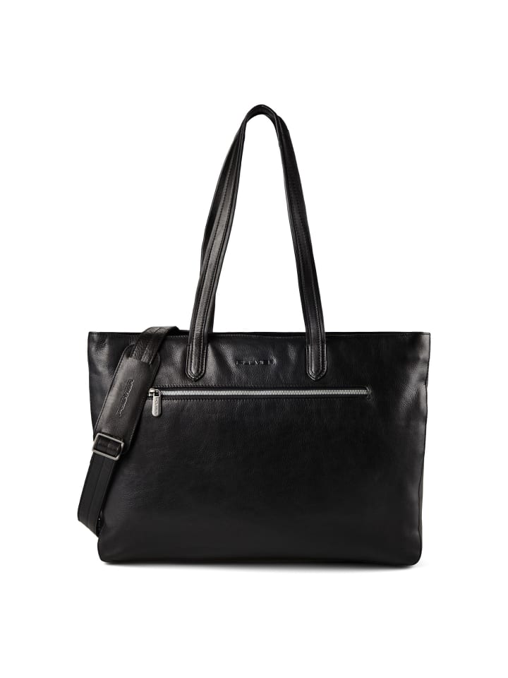 Power Shopper Tasche Leder 43.5 cm Laptopfach schwarz
