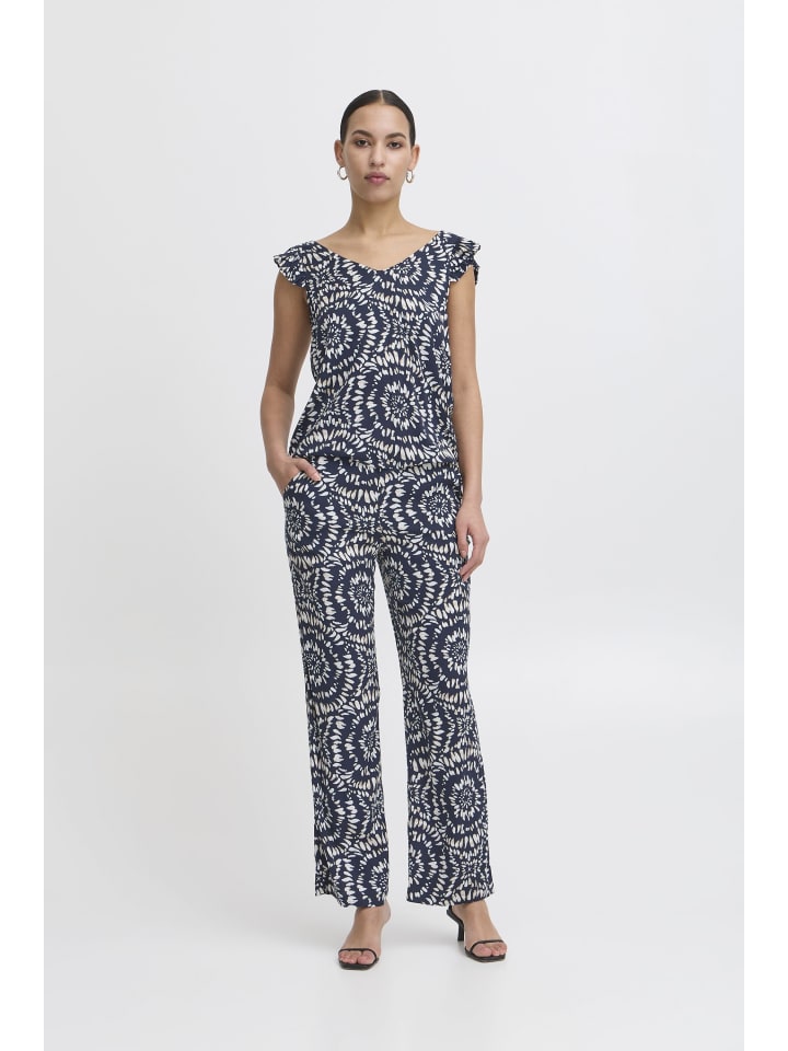 Casual Hose IHAYA Regular fit in Total Eclipse Ikat Circle