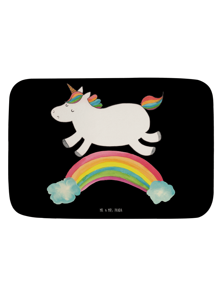Badematte Einhorn Regenbogen ohne Spruch in Schwarz