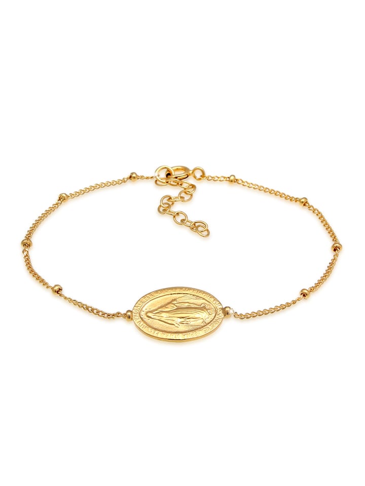 Armband 925 Sterling Silber Marienbild, Münze in Gold