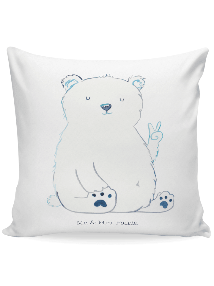 Deko Kissen Eisbär Faul ohne Spruch in Weiß
