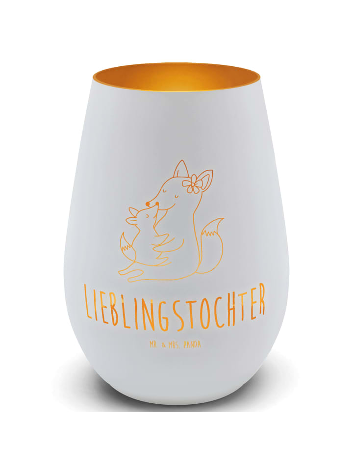 Kerzenhalter Glas Fuchs Mama mit Spruch in Weiß