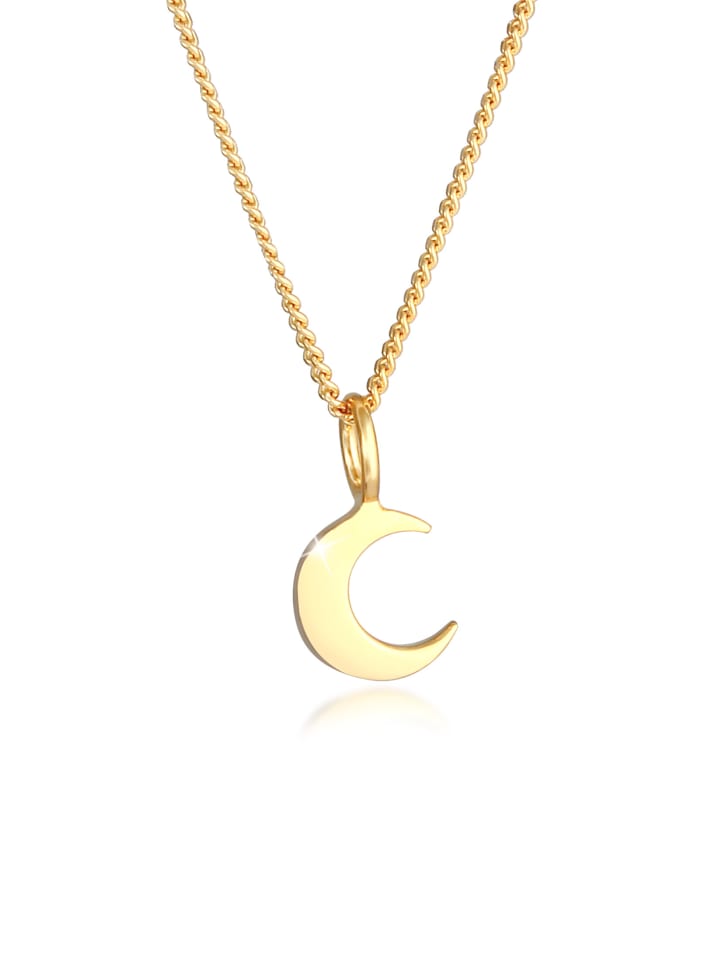 Halskette 925 Sterling Silber Astro, Halbmond in Gold