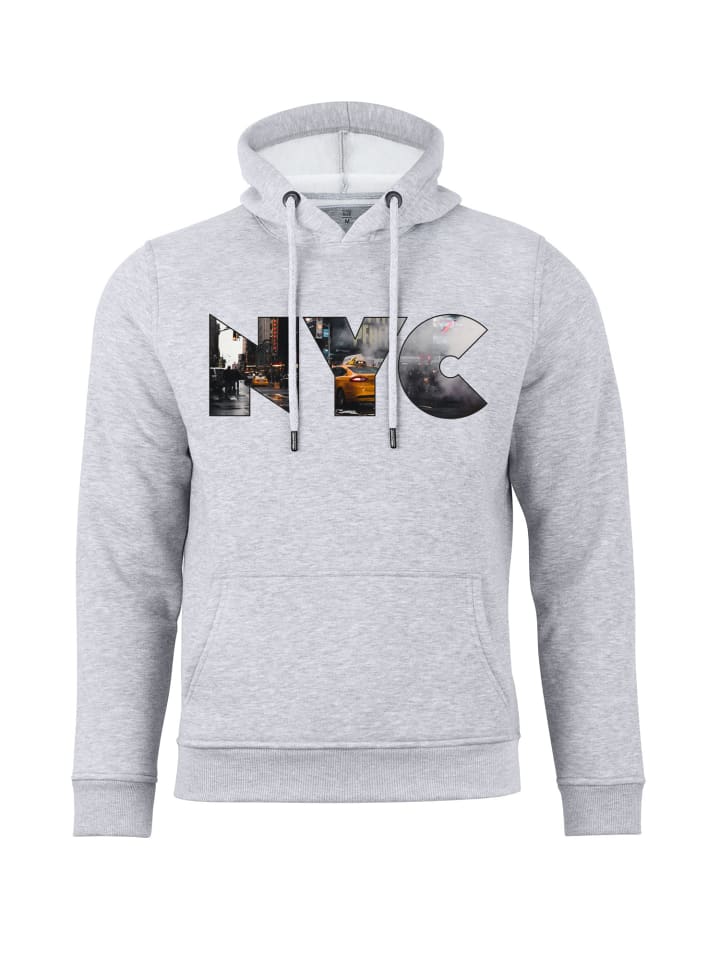 Hoodie Skyline New York - Weltenbummler Kollektion in Grau-Melange