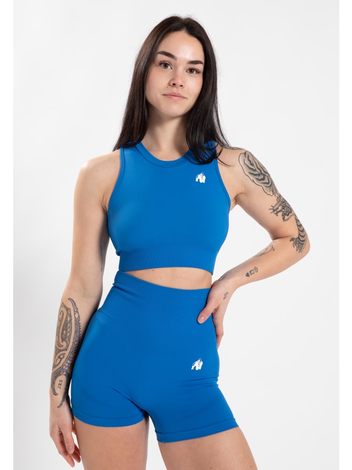 Olivia Nahtloses Crop-Top – Blau