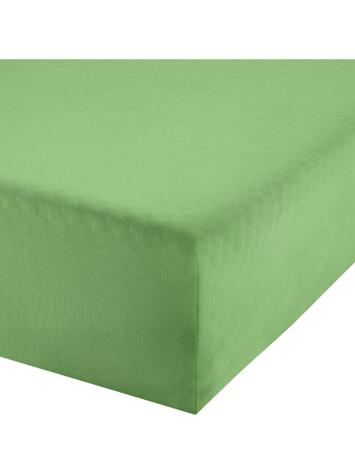 Single-Jersey Boxspring-Spannbettlaken Denver in apfelgrün