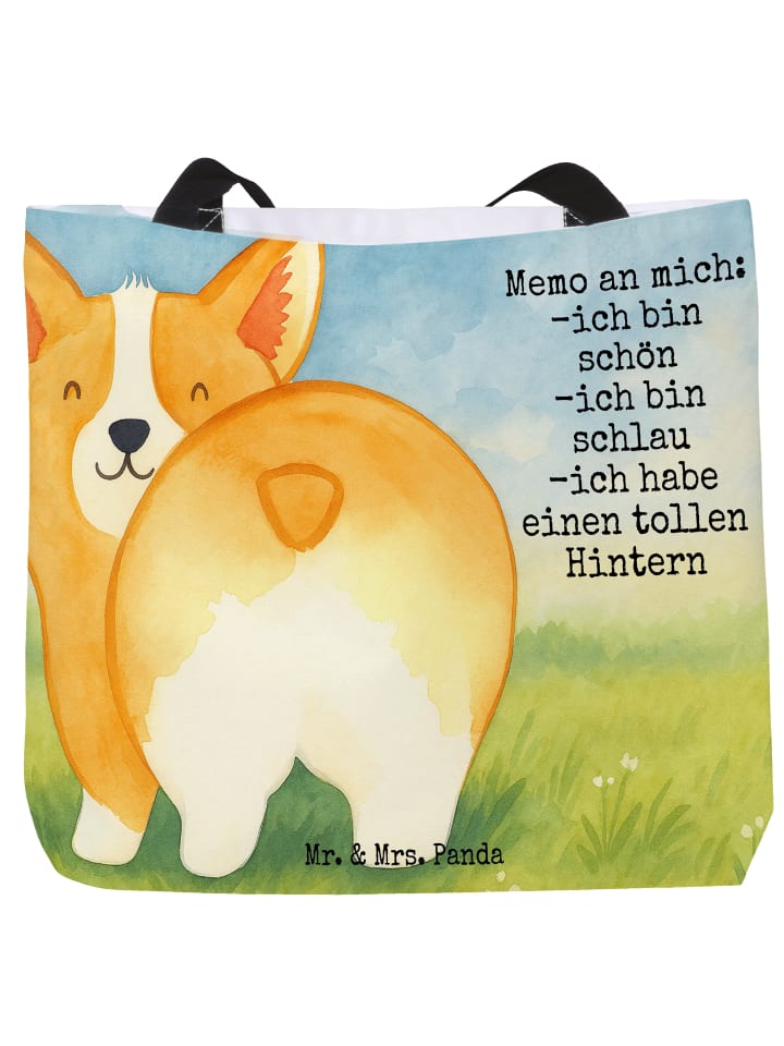 Tote Bag Corgi Po Design mit Spruch in Weiß