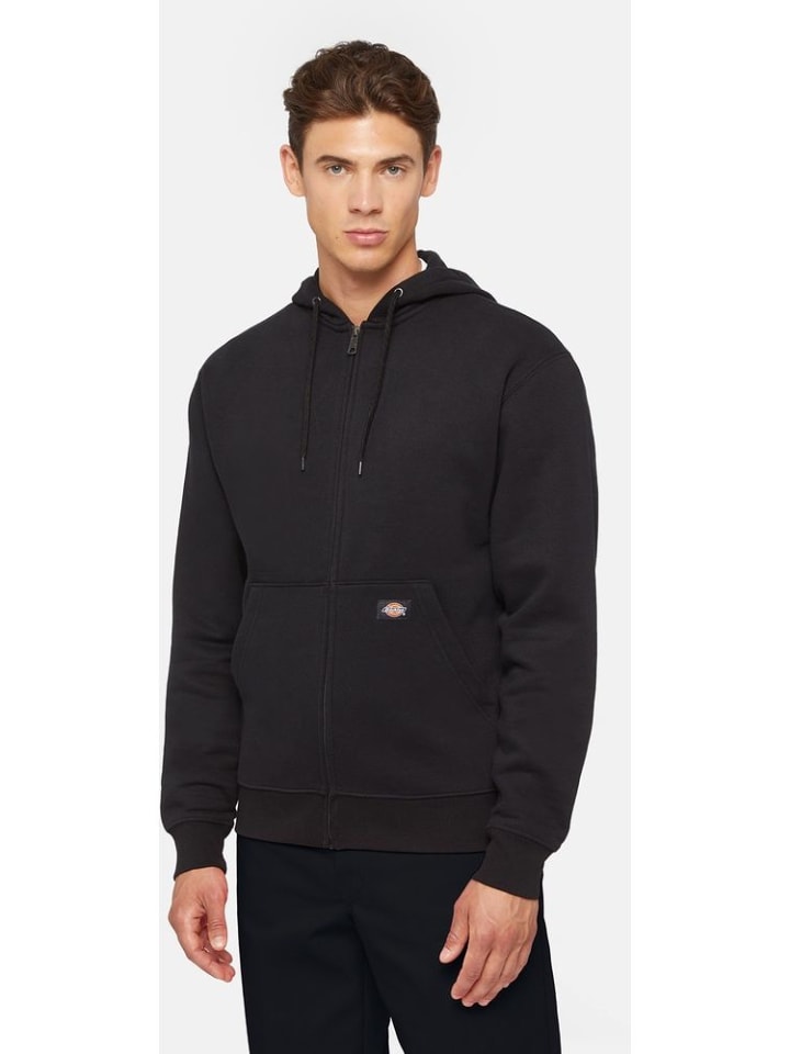 Hoodie "Midweight Full Zip Fleece Hoodie Regular" in Schwarz