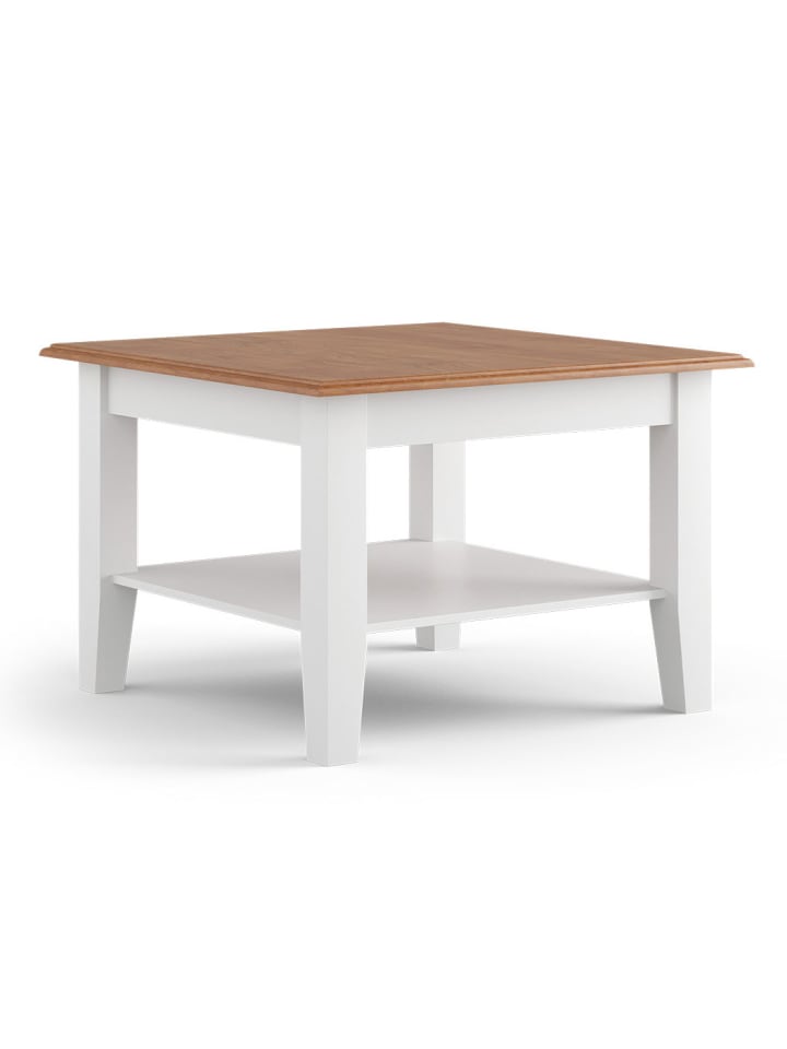 Couchtisch Belluno Elegante Kiefer weiß / gebeizt Eichefarben 70 / 70 / 48cm