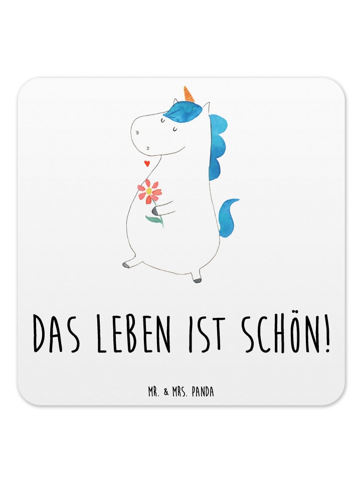 Bierfilz Einhorn Spaziergang mit Spruch in Weiß
