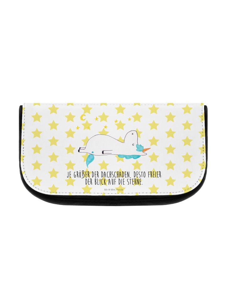 Kosmetiktasche Einhorn Sternenhimmel mit Spruch in Weiß