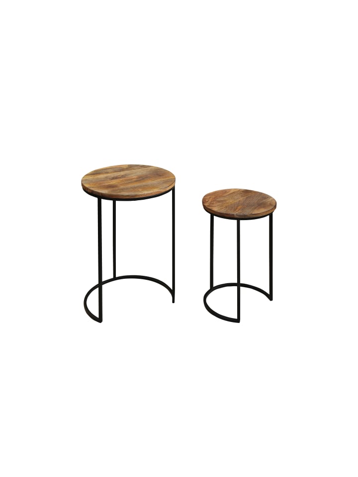 Zweisatztisch JARON aus Mangholz - (D) 40 x (H) 60 und (D) 30 x (H) 50