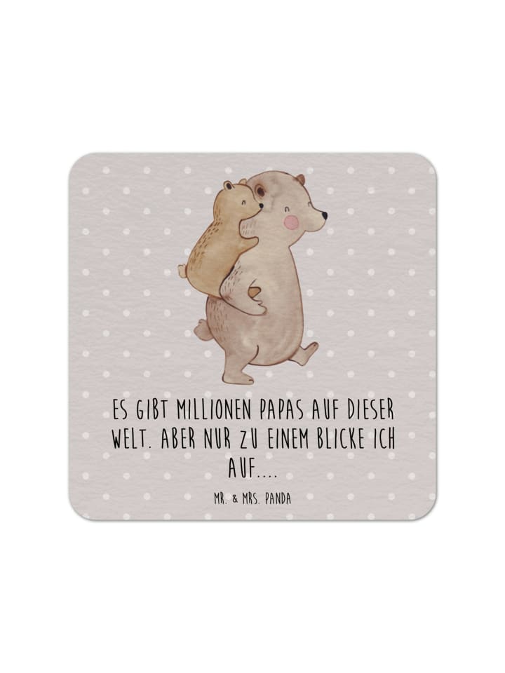 Untersetzer Papa Bär mit Spruch in Grau Pastell