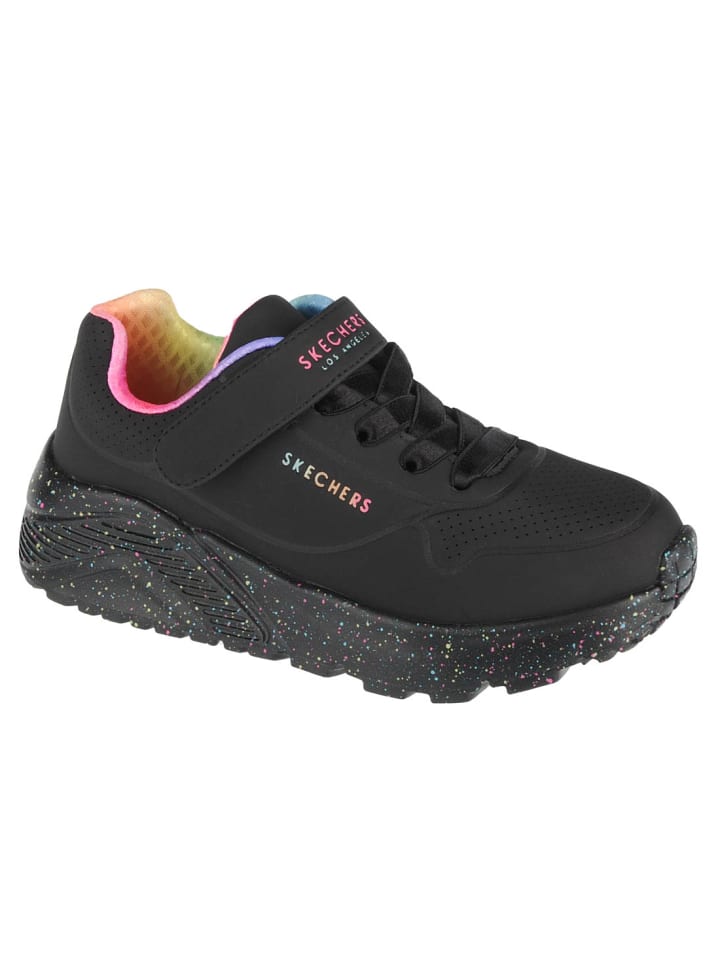 Skechers Uno Lite Rainbow Specks in Schwarz