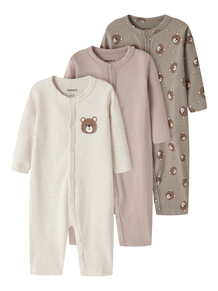 Schlafstrampler 3er-Pack Jersey Nbnnightsuit in vintage khaki