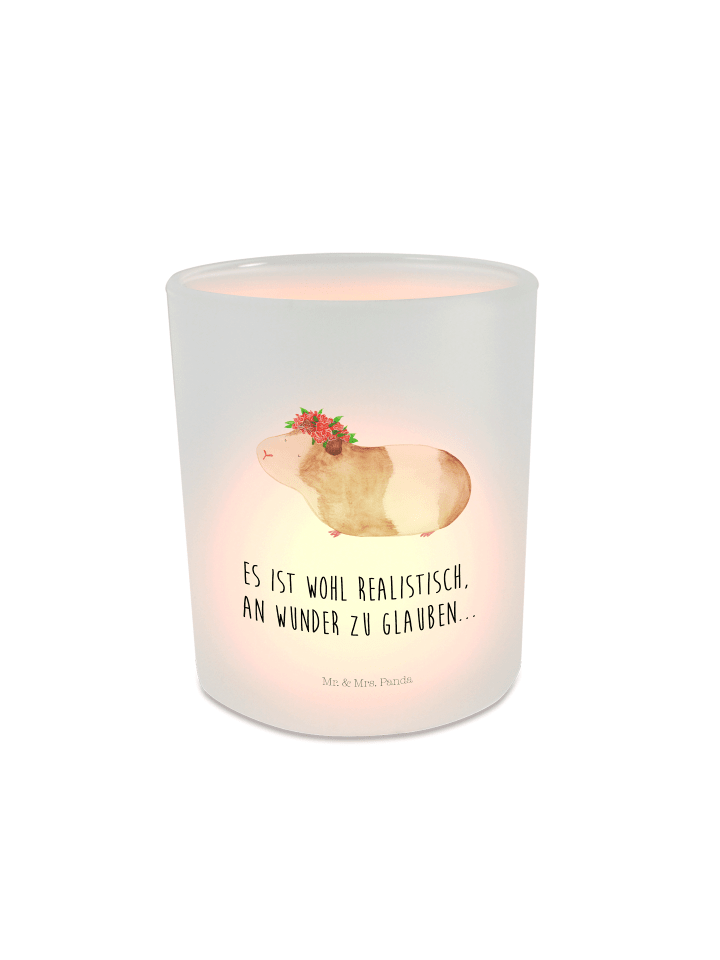 Teelichthalter Meerschweinchen Weisheit mit Spruch in Transparent