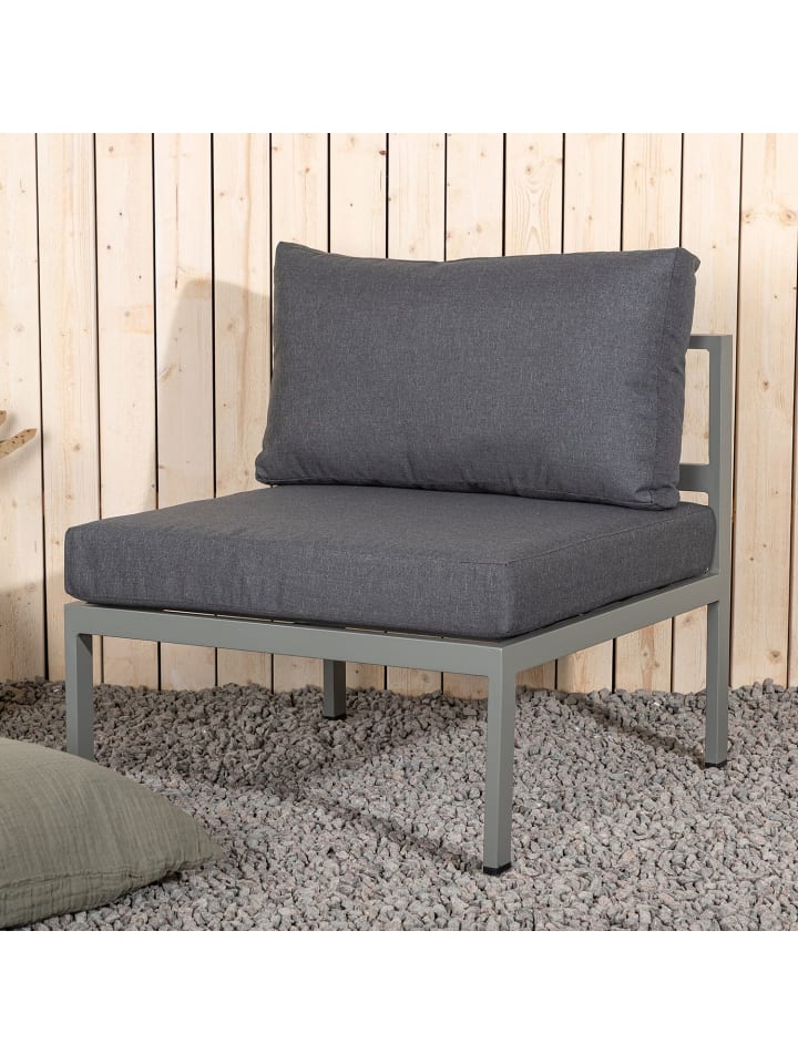 home24 Loungesessel - Braun / Beige - Aluminium - 70 x 65 x 74 cm in Khaki