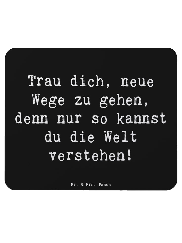 Mauspad Spruch Unbekannte Orte erkunden mit Spruch in Schwarz