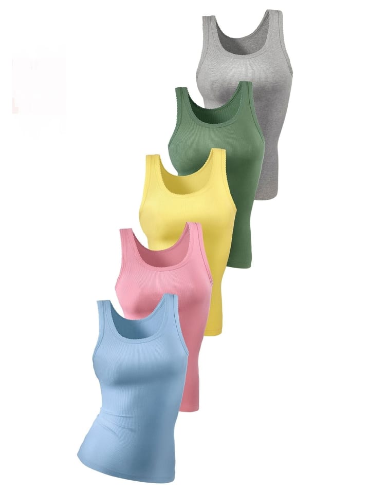 Unterhemd in hellblau, rosa, gelb, grün, grau-meliert