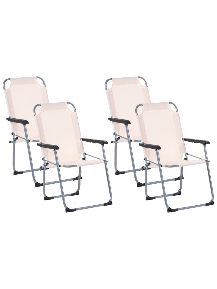 4er-Set Gartenstuhl GALATSI in Beige/Schwarz/Grau