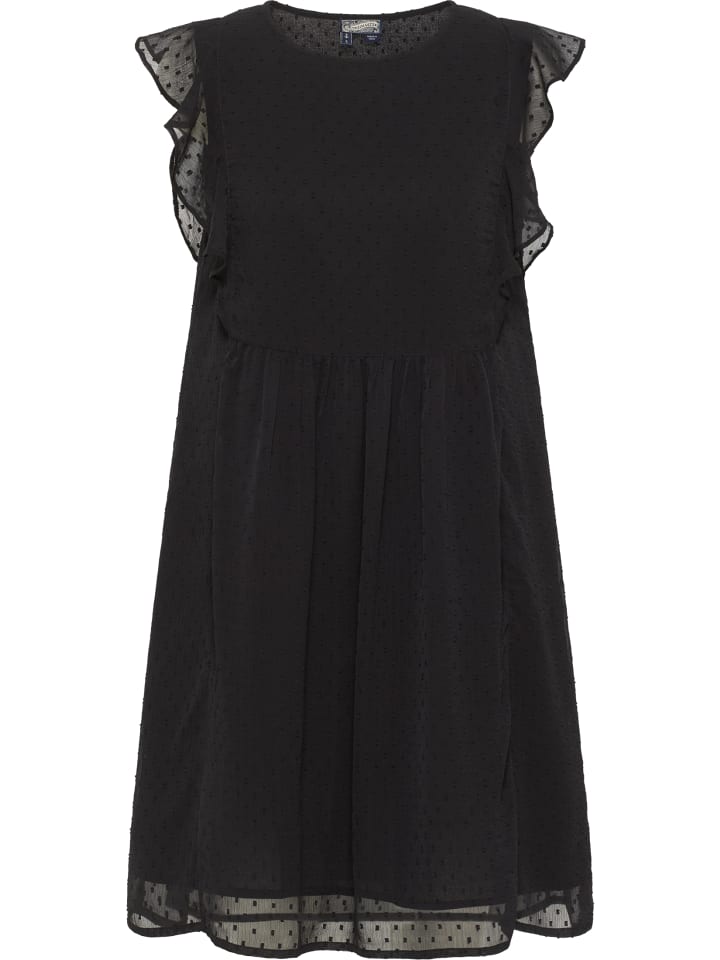 Damen Midikleid Mit Rüschen in SCHWARZ