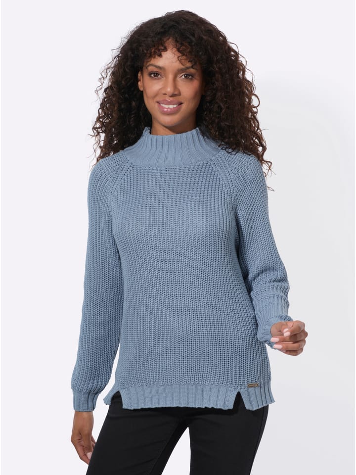 Stehkragen-Pullover in bleu