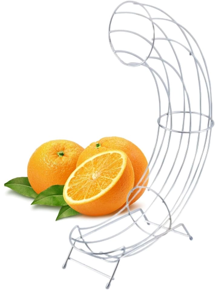 Novaliv 1x Orangenhalter Orangenspender 9x44x32cm aus verchromtem Stah in Silber