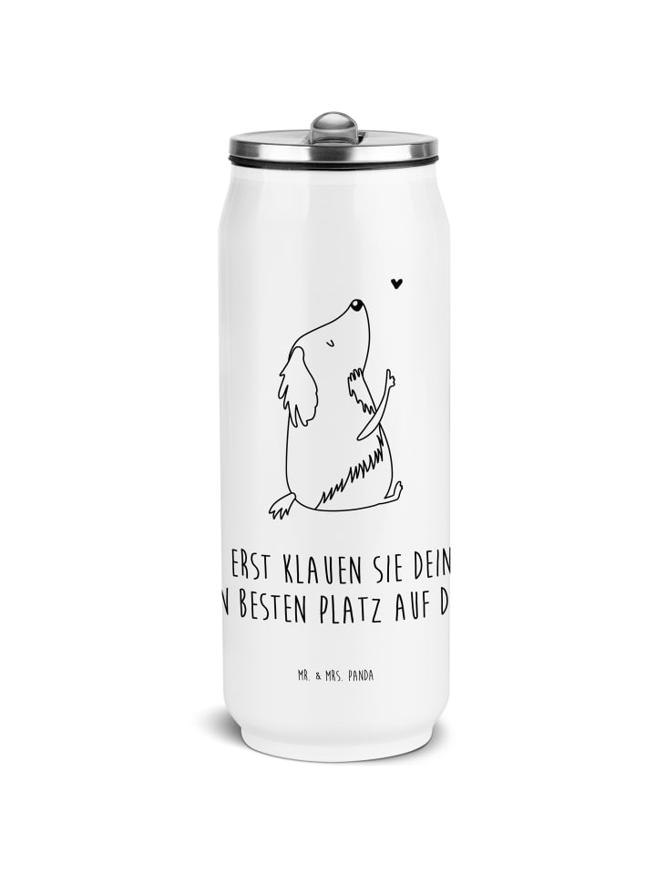 Thermo Trinkflasche Hund Liebe mit Spruch in Weiß