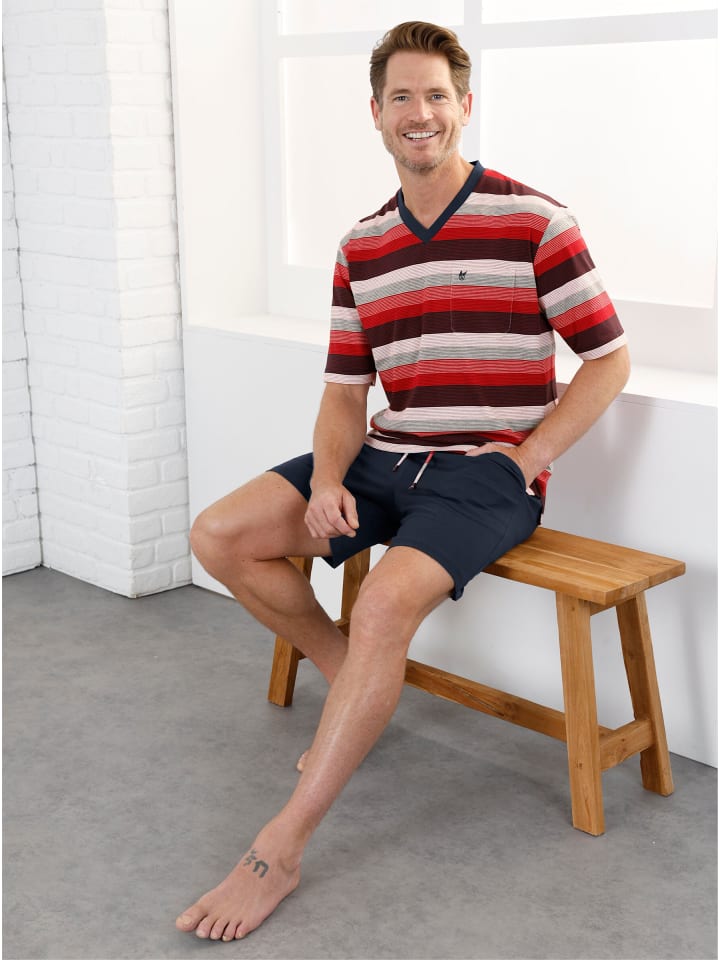 Shorty in marine-rot-geringelt