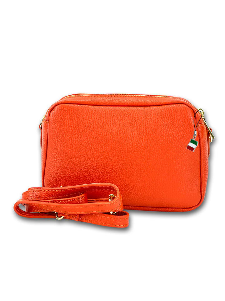 Leder Umhängetasche Florence Tasche orange ca. 22cm