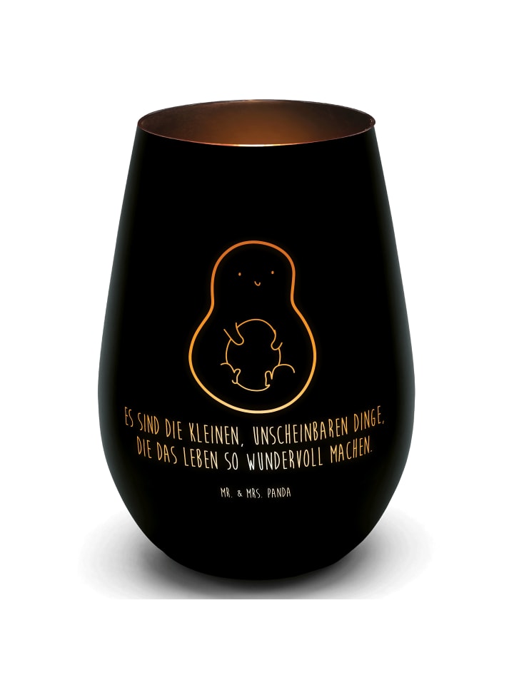 Windlicht Avocado Kern mit Spruch in Schwarz