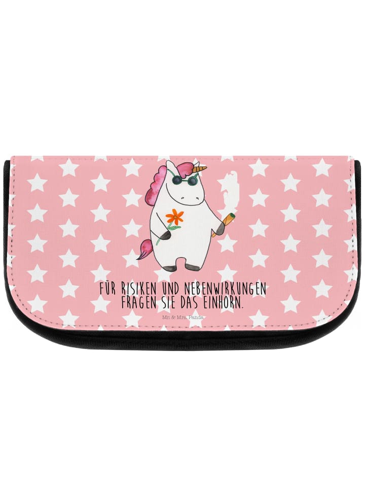 Make-up-Tasche Einhorn Woodstock mit Spruch in Rot Pastell