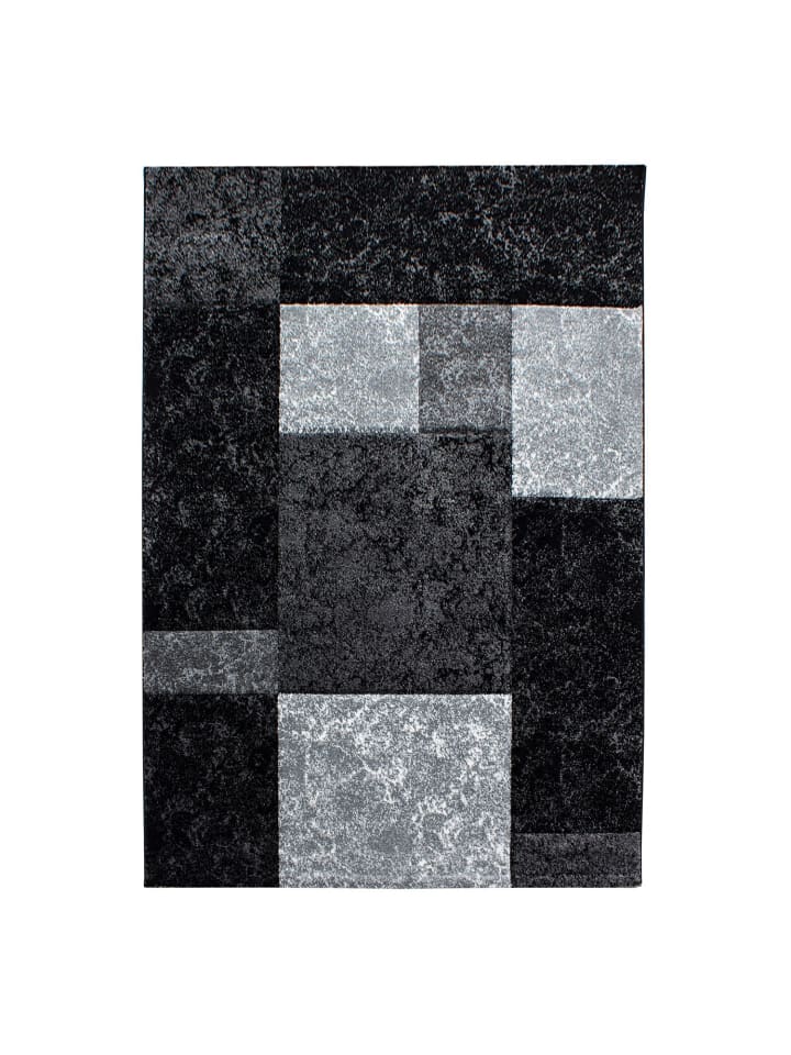 Kurzflor Teppich Hara in Schwarz