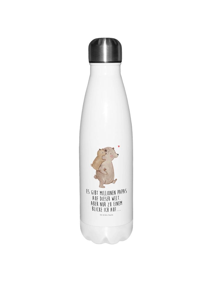 Wasserflasche Papa Bär mit Spruch in Weiß