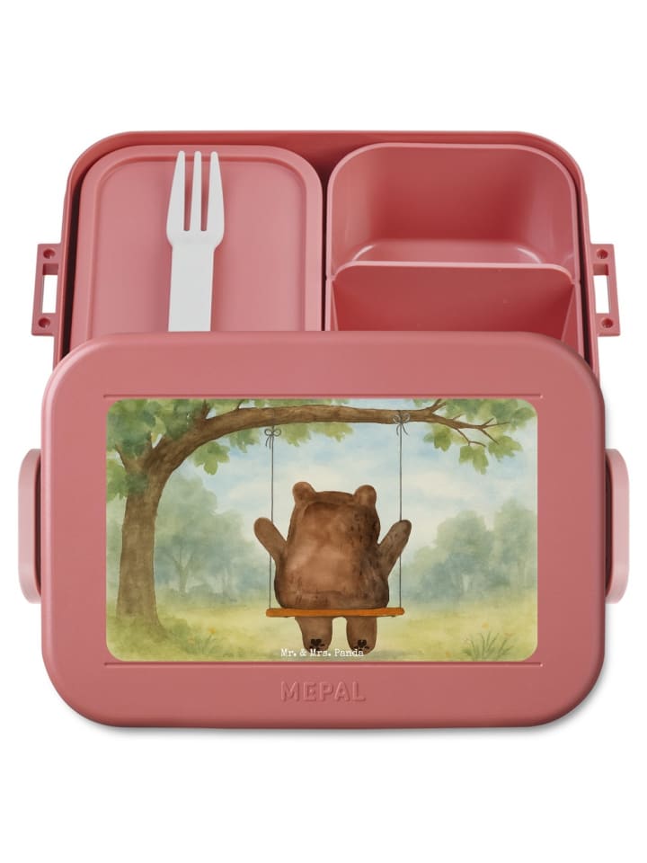 Snackdose Bär Schaukel Design ohne Spruch in Rot Pastell