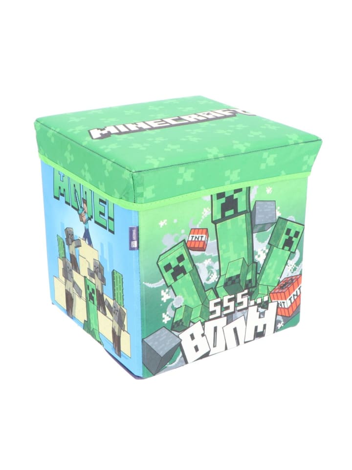 Minecraft Sitzbox Praktische Aufbewahrung Spielzeug Box 30x30x30 cm in Grün
