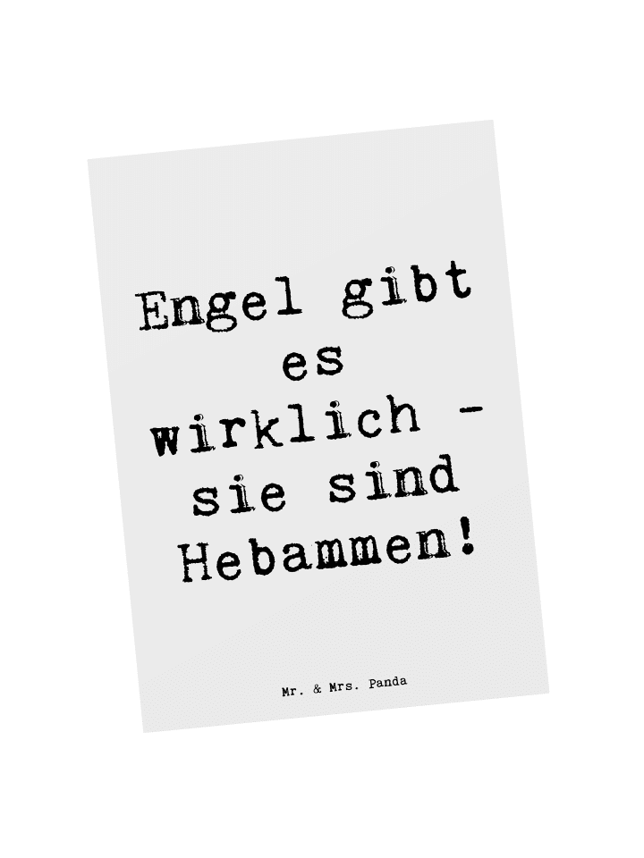 Postkarte Spruch Hebamme Engel mit Spruch in Weiß