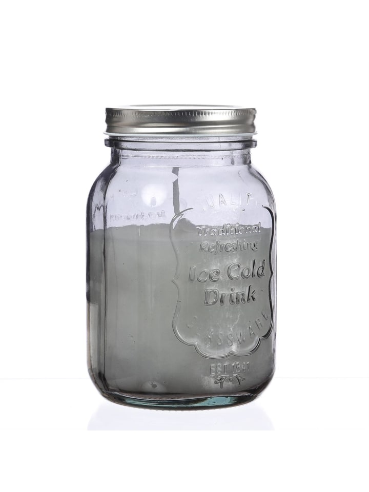 Duftkerze Citronella im Glas mit Deckel H: 16,5cm in grau
