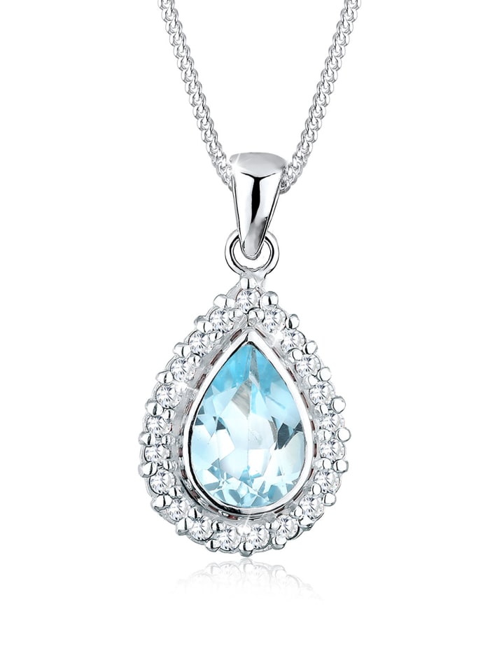 Halskette 925 Sterling Silber in Hellblau