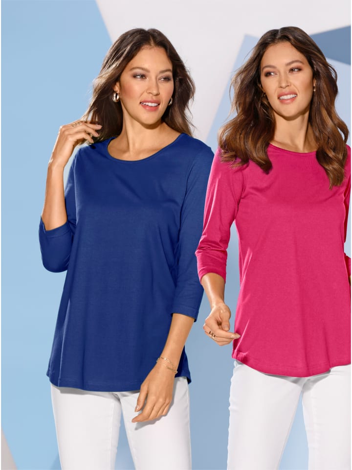Doppelpack Shirts in royalblau + pink