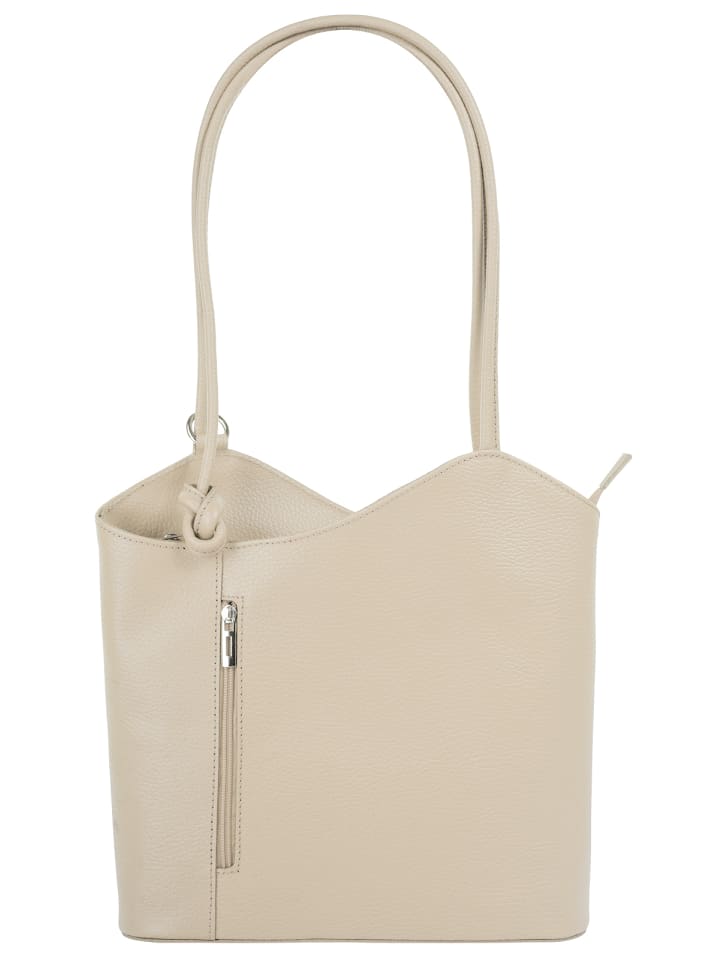 Shopper Rucksack Kombination echt Leder in beige