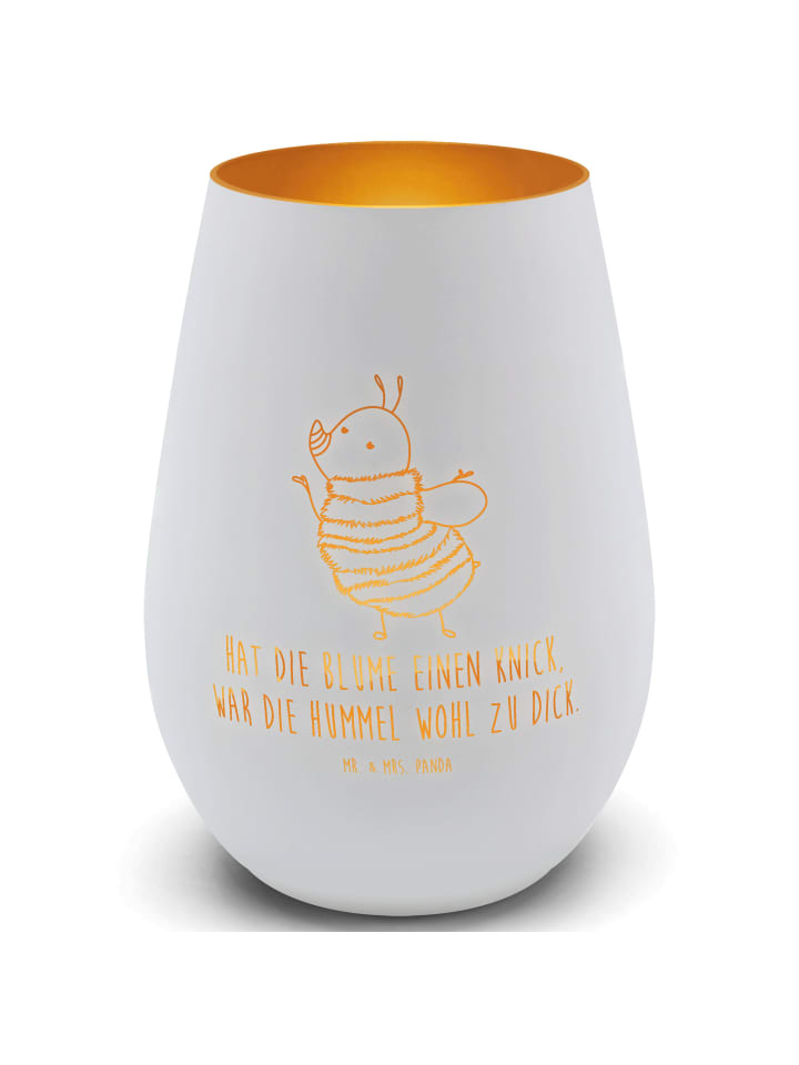 Laterne Hummel flauschig mit Spruch in Weiß