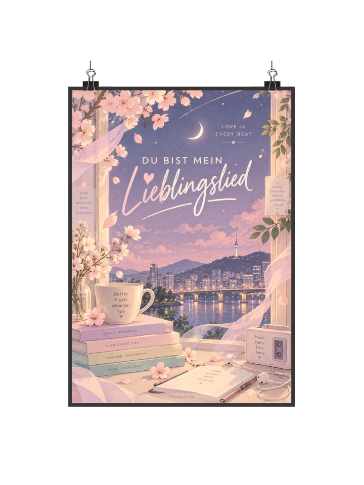 Poster Lied romantisch Design mit Spruch in Weiß