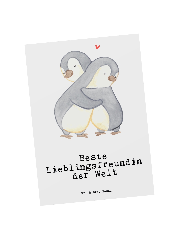 Postkarte Pinguin Beste Lieblingsfreundin der W... in Weiß