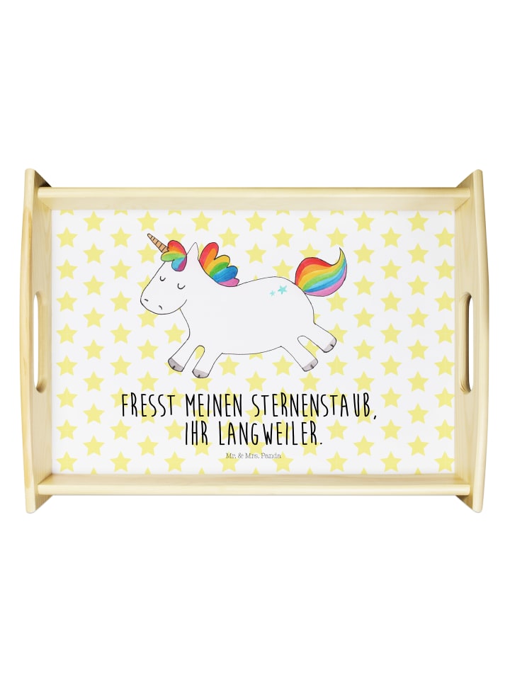 Dekotablett Einhorn Happy mit Spruch in Weiß