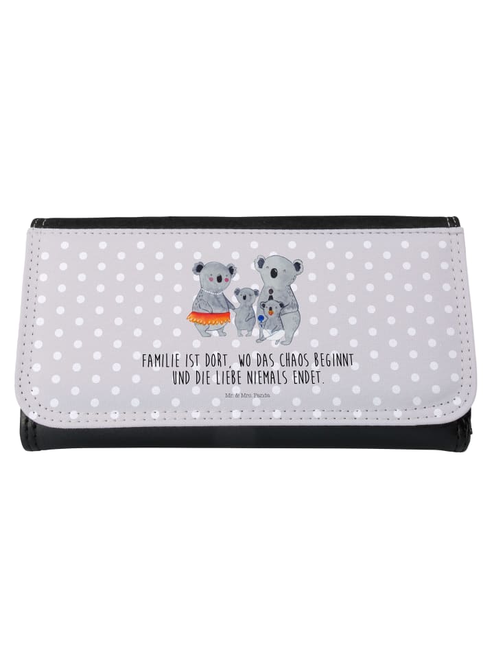 Damen Portemonnaie Koala Familie mit Spruch in Grau Pastell